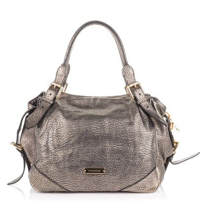 Burberry Metallic Grainy Calfskin Large Oakford Tote Silver 1 of 8