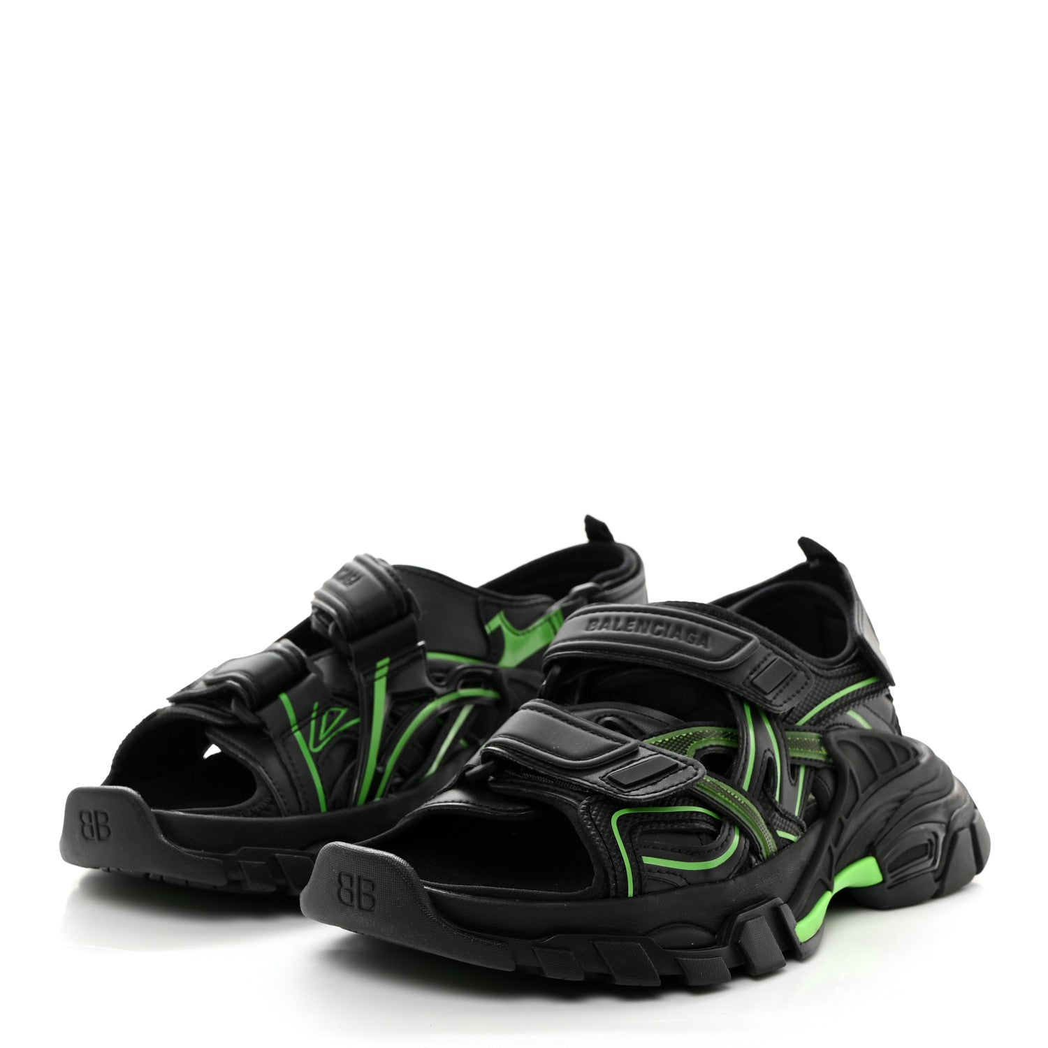 Balenciaga Rubber Neoprene Bi-Color Womens Track Sandals 37 Black Fluo Green 3 of 10