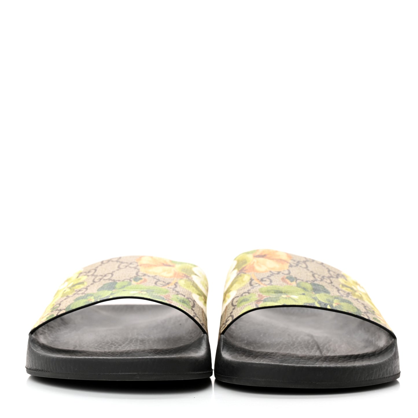 GG Supreme Monogram Mens Blooms Slide Sandals 11 Beige Green