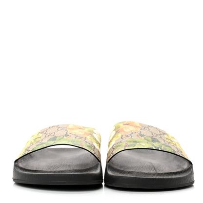 Gucci GG Supreme Monogram Mens Blooms Slide Sandals 11 Beige Green 2 of 9
