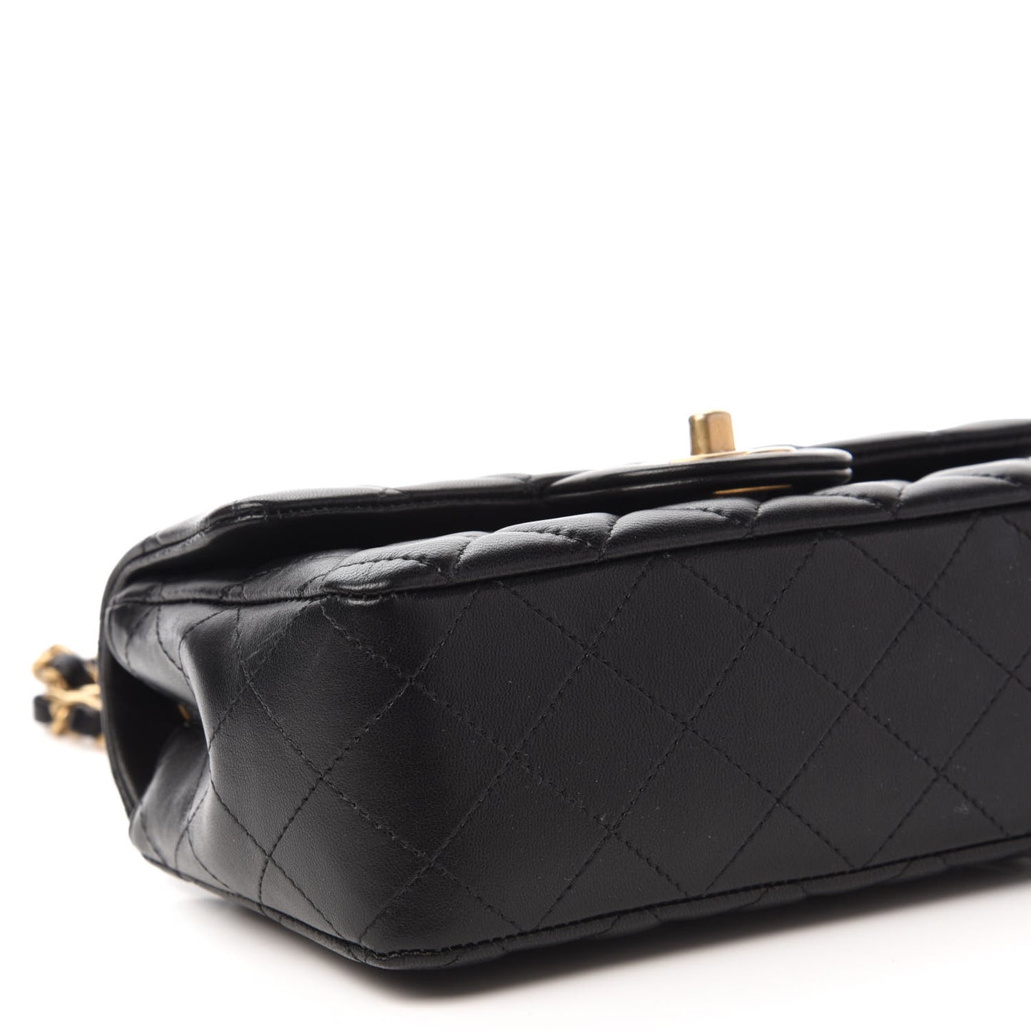 Lambskin Quilted Mini Rectangular Flap Black