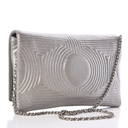 Chanel Metallic Lambskin Quilted Clutch With Chain Flap Silver 3 of 7