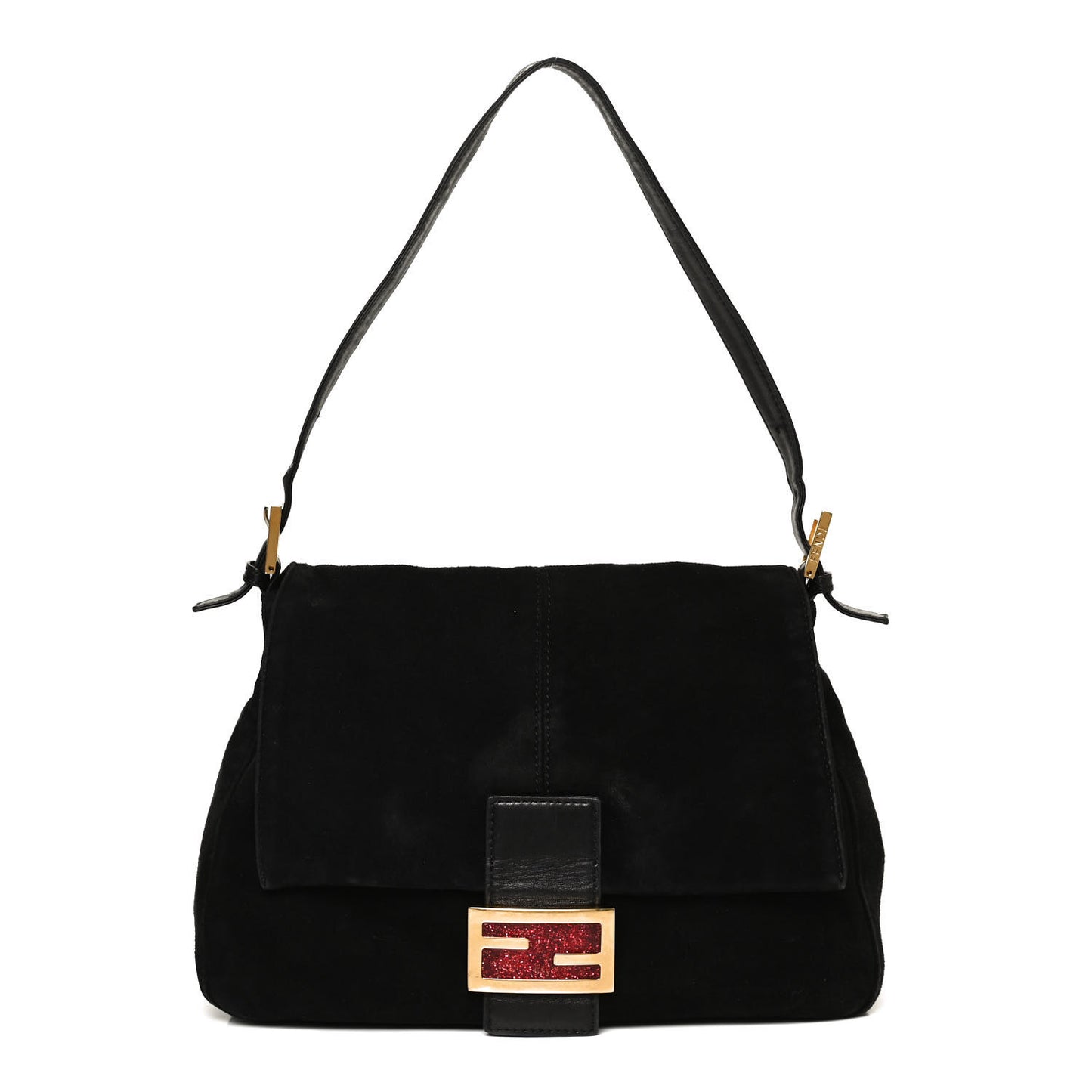 Suede Calfskin Mama Baguette Black