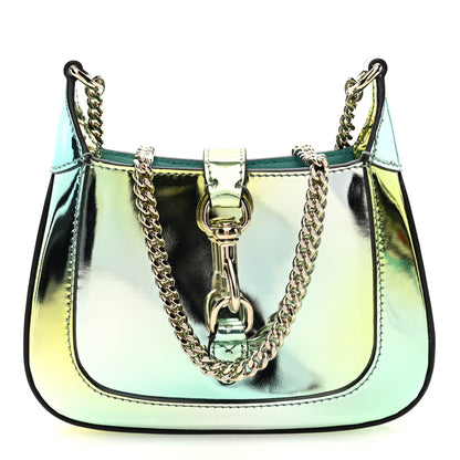 Gucci Piuma Shade Lux Mirrored Calfskin Mini Jackie Notte Bag Glacial Yellow Silver 1 of 9