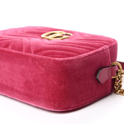 Gucci Velvet Matelasse Small GG Marmont Chain Shoulder Bag Light Raspberry Rose 7 of 10