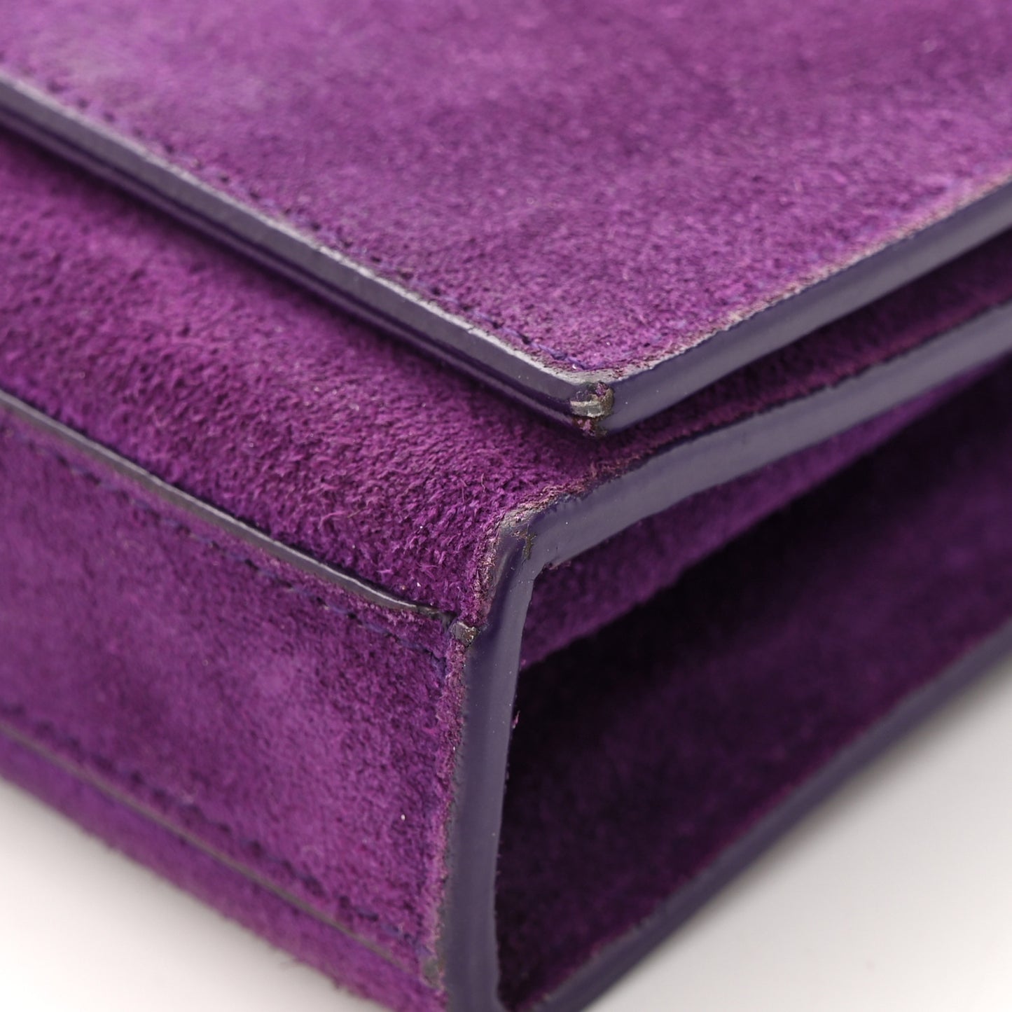 Suede Small Classic Monogram Kate Tassel Satchel Purple