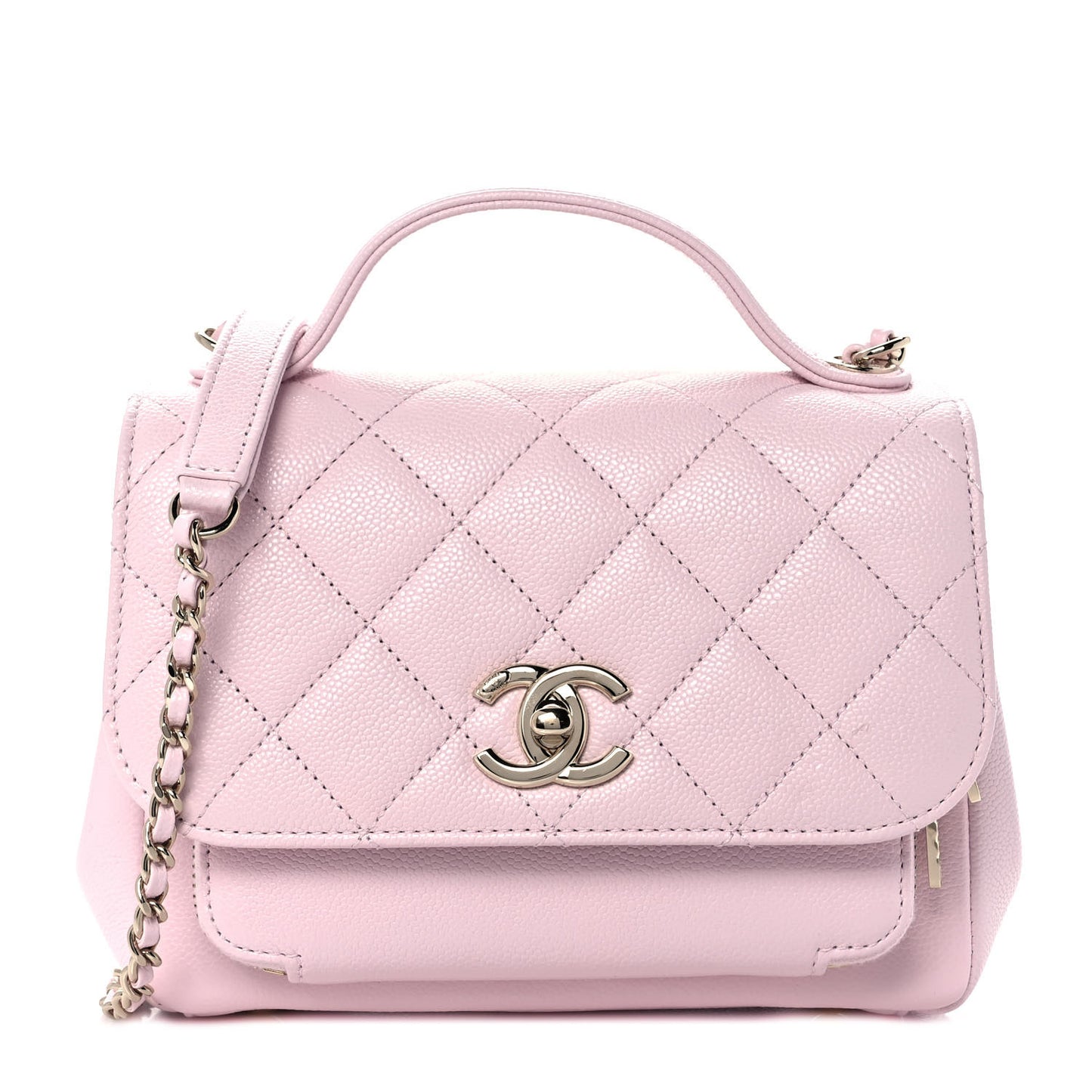 Caviar Quilted Small Business Affinity Flap Light Pink