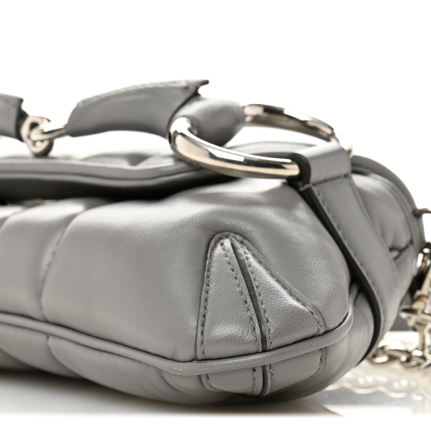 Nappa Vertical Matelasse Small Maxi Horsebit Chain Shoulder Bag Gray