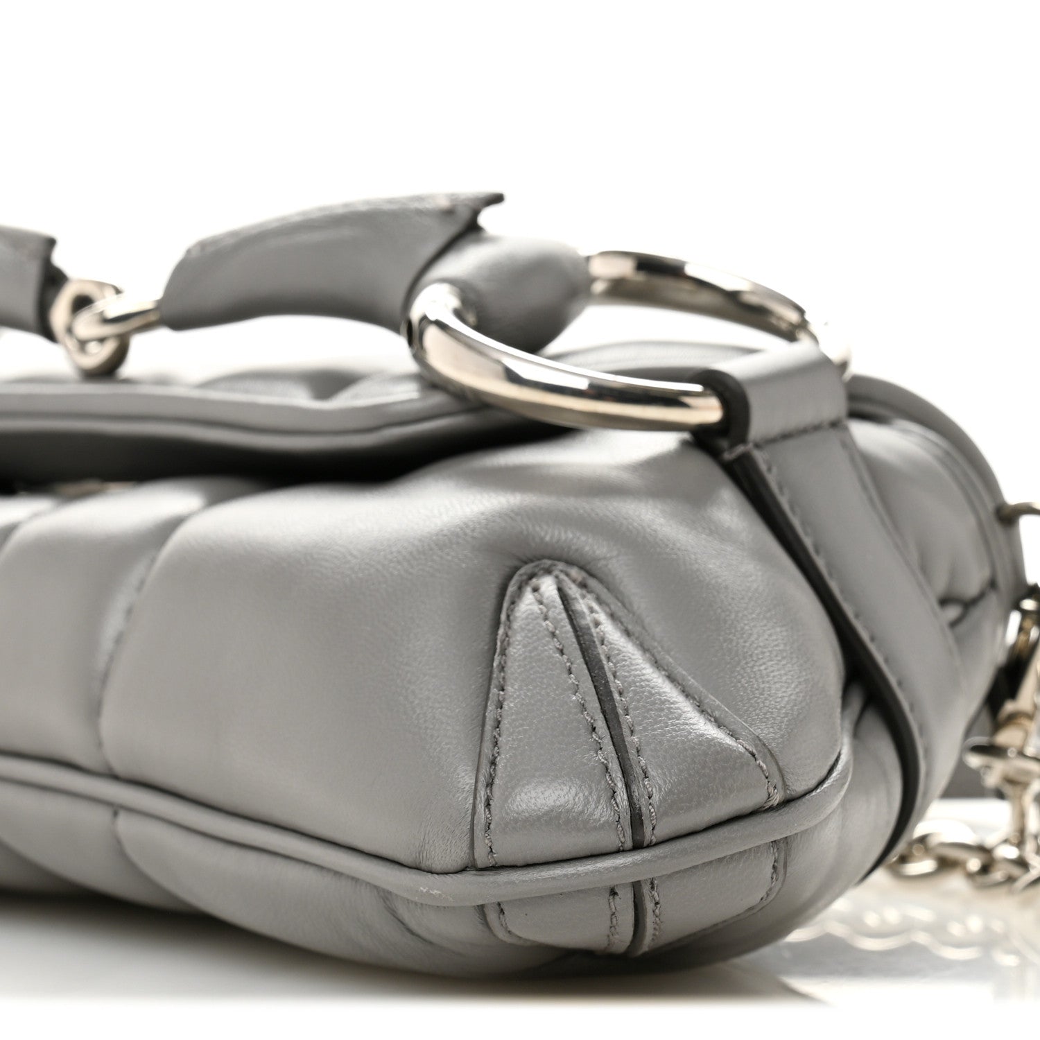 Gucci Nappa Vertical Matelasse Small Maxi Horsebit Chain Shoulder Bag Gray 10 of 13