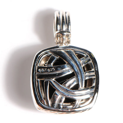 David Yurman Sterling Silver Pave Diamond 14mm Black Onyx Albion Enhancer Pendant 9 of 12