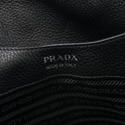 Prada Vitello Daino Soft Medium Zippered Top Handle Bag Black 6 of 9