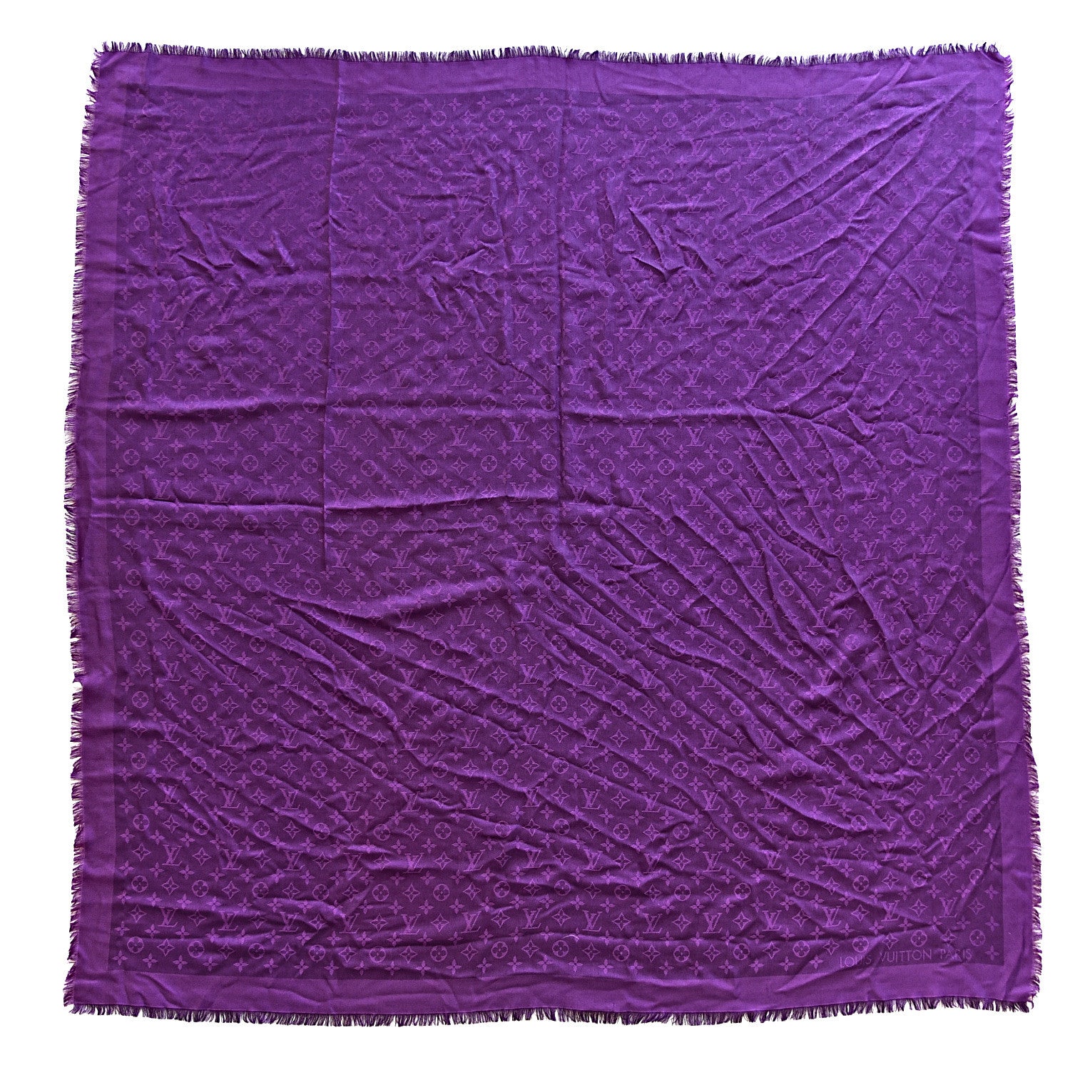 Louis Vuitton Wool Silk Monogram Shawl Cassis 3 of 6