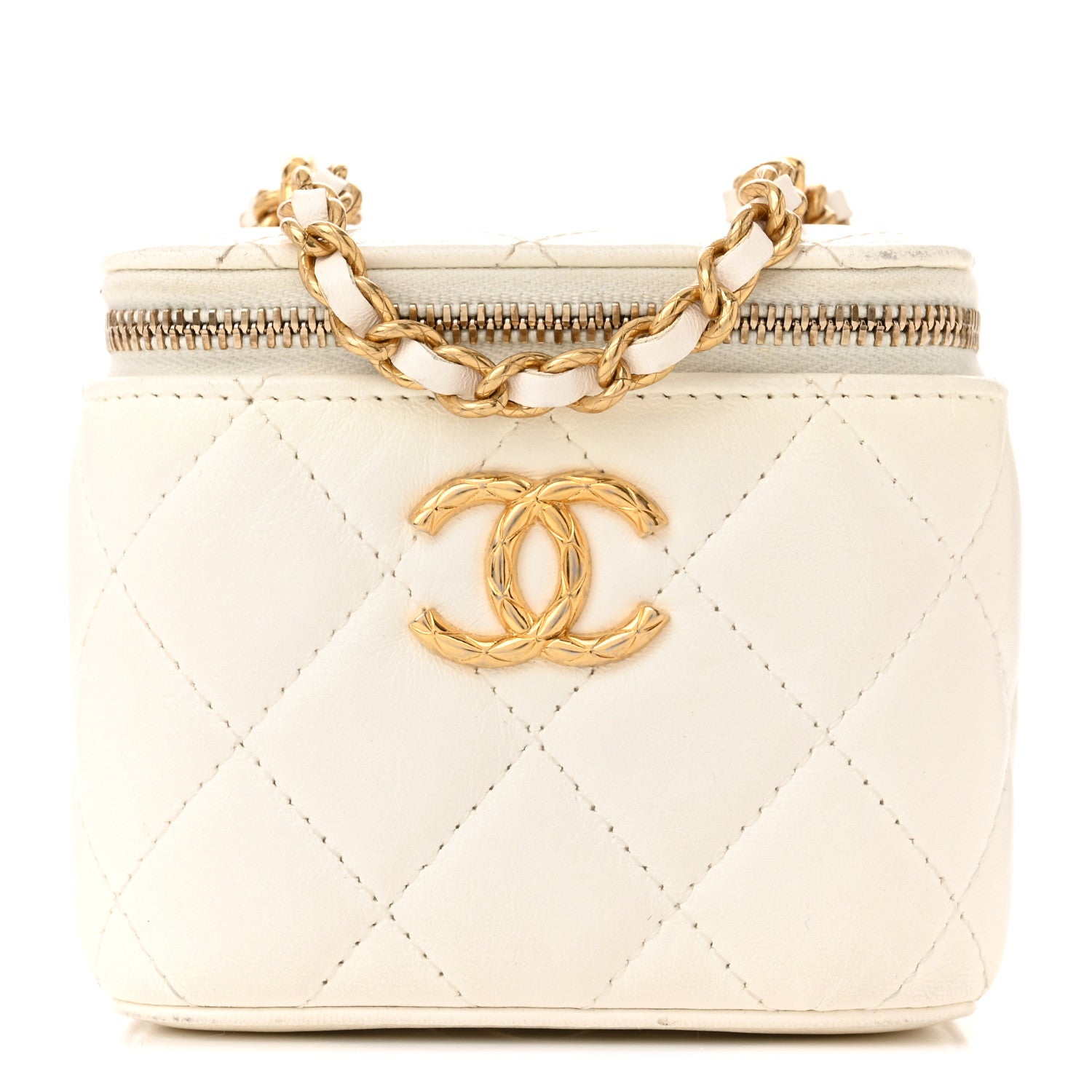 Chanel Lambskin Quilted CC Mini Vanity Case With Chain White 1 of 11