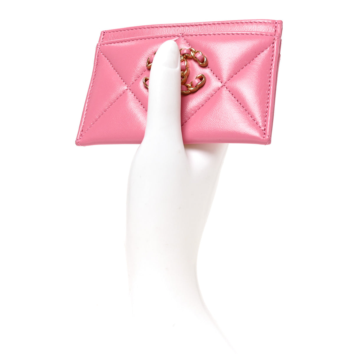 Chanel Lambskin Quilted Chanel 19 Card Holder Pink 2 of 9