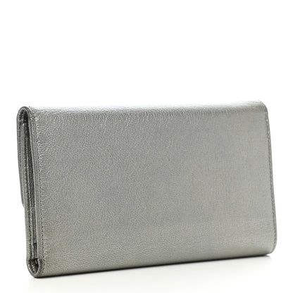 Chanel Metallic Goatskin Large Flap Wallet Silver 3 of 10