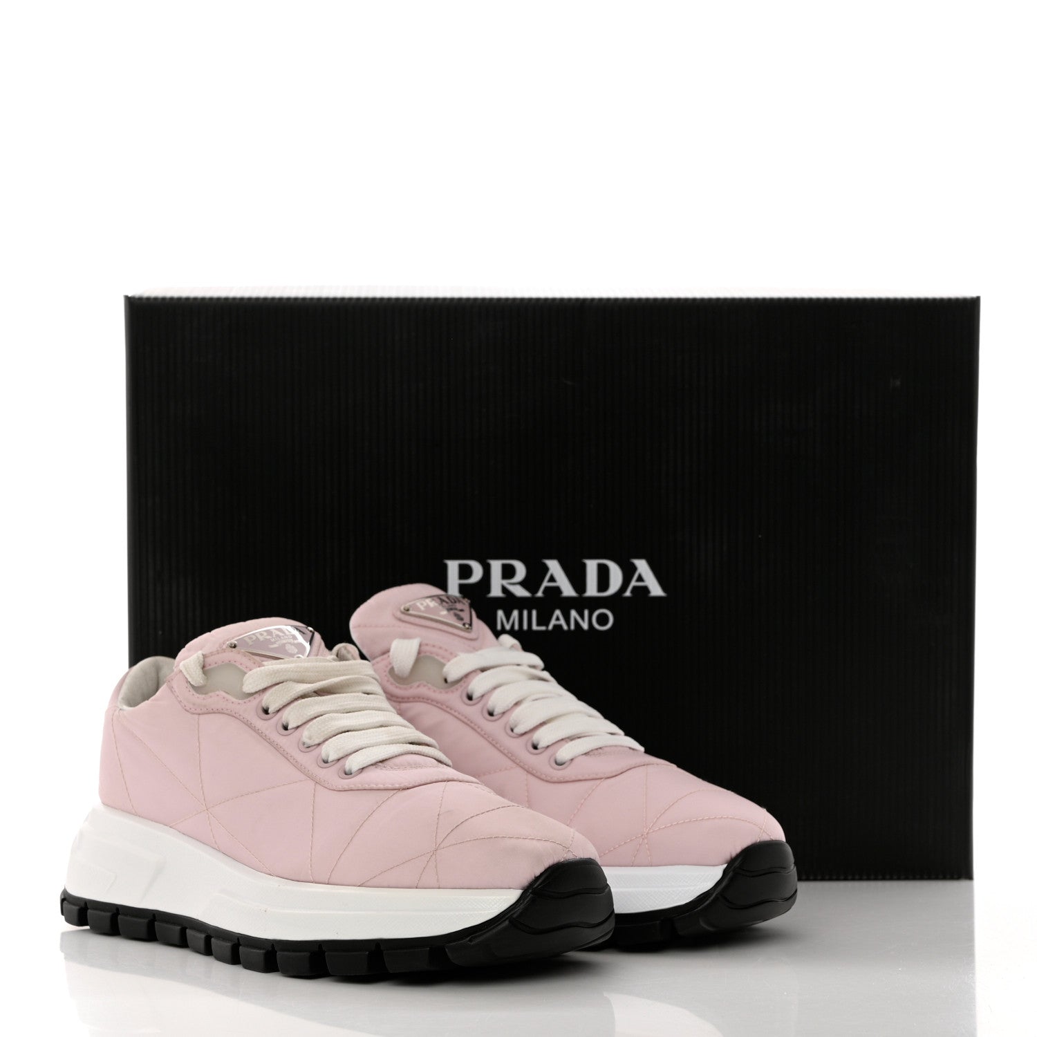 Prada Re-Nylon Piuma Metal Triangle Logo Quilted 45mm Sneakers 37 Alabastro 7 of 10