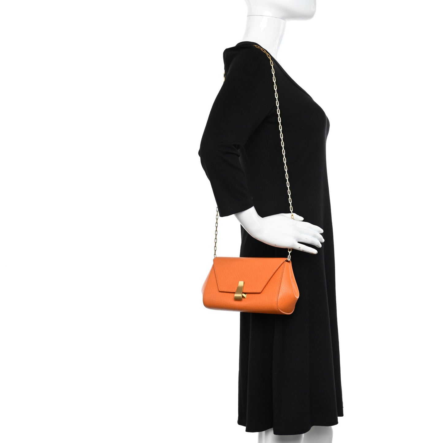 Textured Calfskin The Mini Angle Shoulder Bag Light Orange