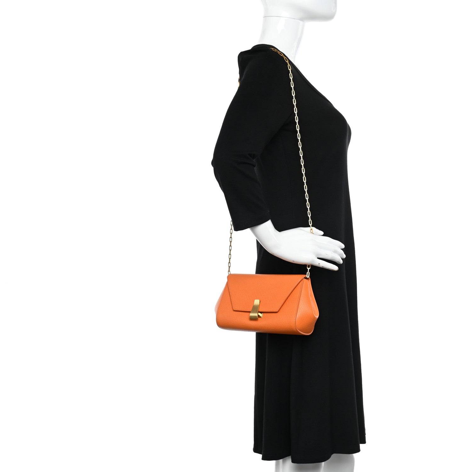 Bottega Veneta Textured Calfskin The Mini Angle Shoulder Bag Light Orange 2 of 9