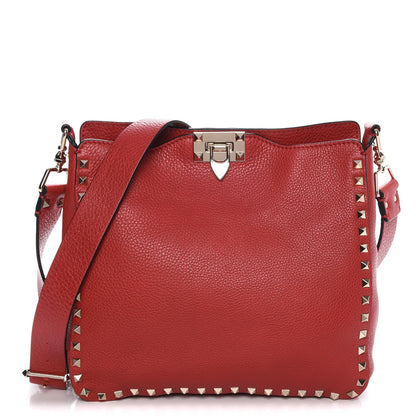 Valentino Garavani Pebbled Calfskin Small Rockstud Flip-Lock Messenger Bag Rosso 1 of 8
