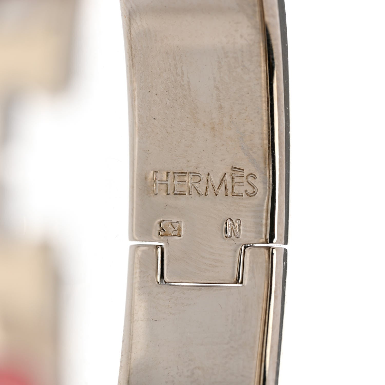 Hermes Enamel Narrow Clic Clac H Bracelet GM Rose Velours White 4 of 5
