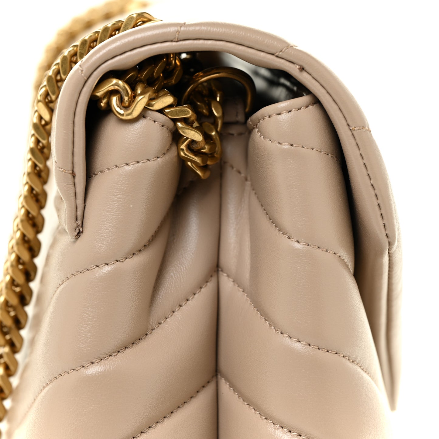 Calfskin Y Quilted Monogram Medium Loulou Chain Satchel Dark Beige