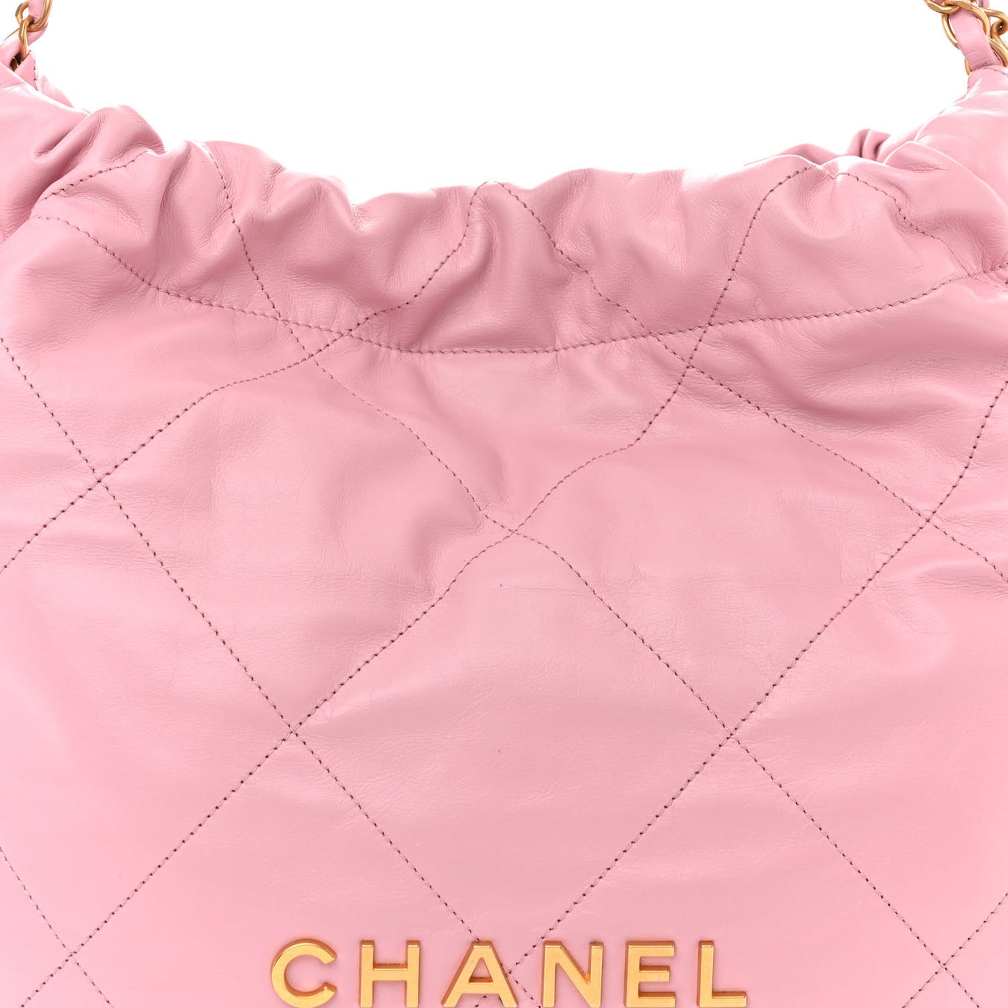 Shiny Calfskin Quilted Chanel 22 Pink