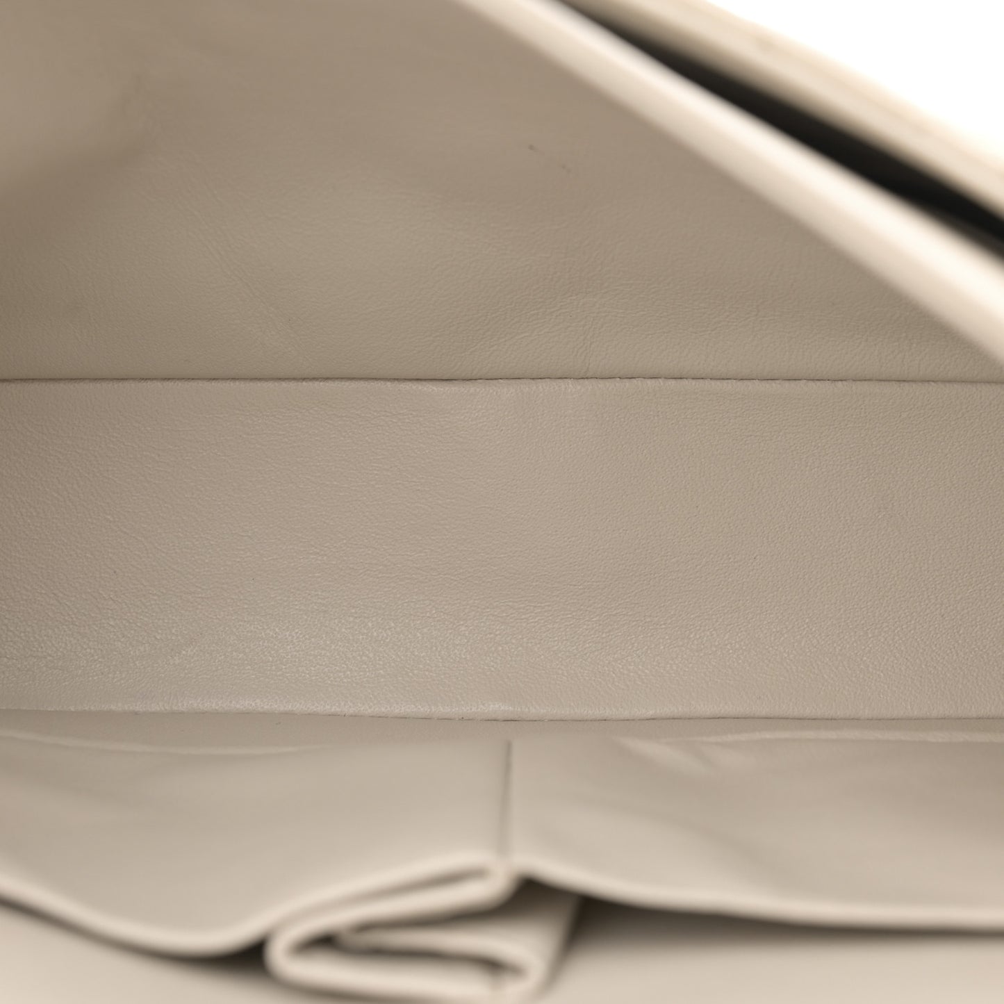 Lambskin Quilted Medium Double Flap Light Grey