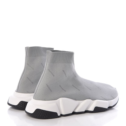Balenciaga Neoprene Knit Allover Logo Mens Speed Sneakers 43 Grey 4 of 7