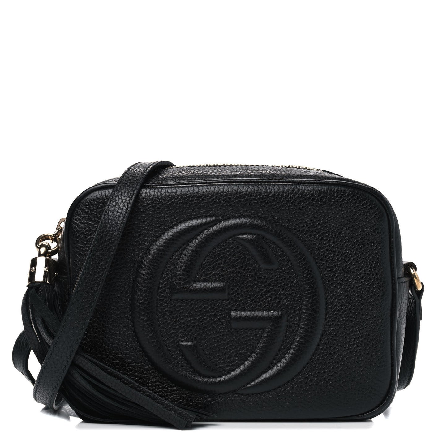Pebbled Calfskin Small Soho Disco Bag Black