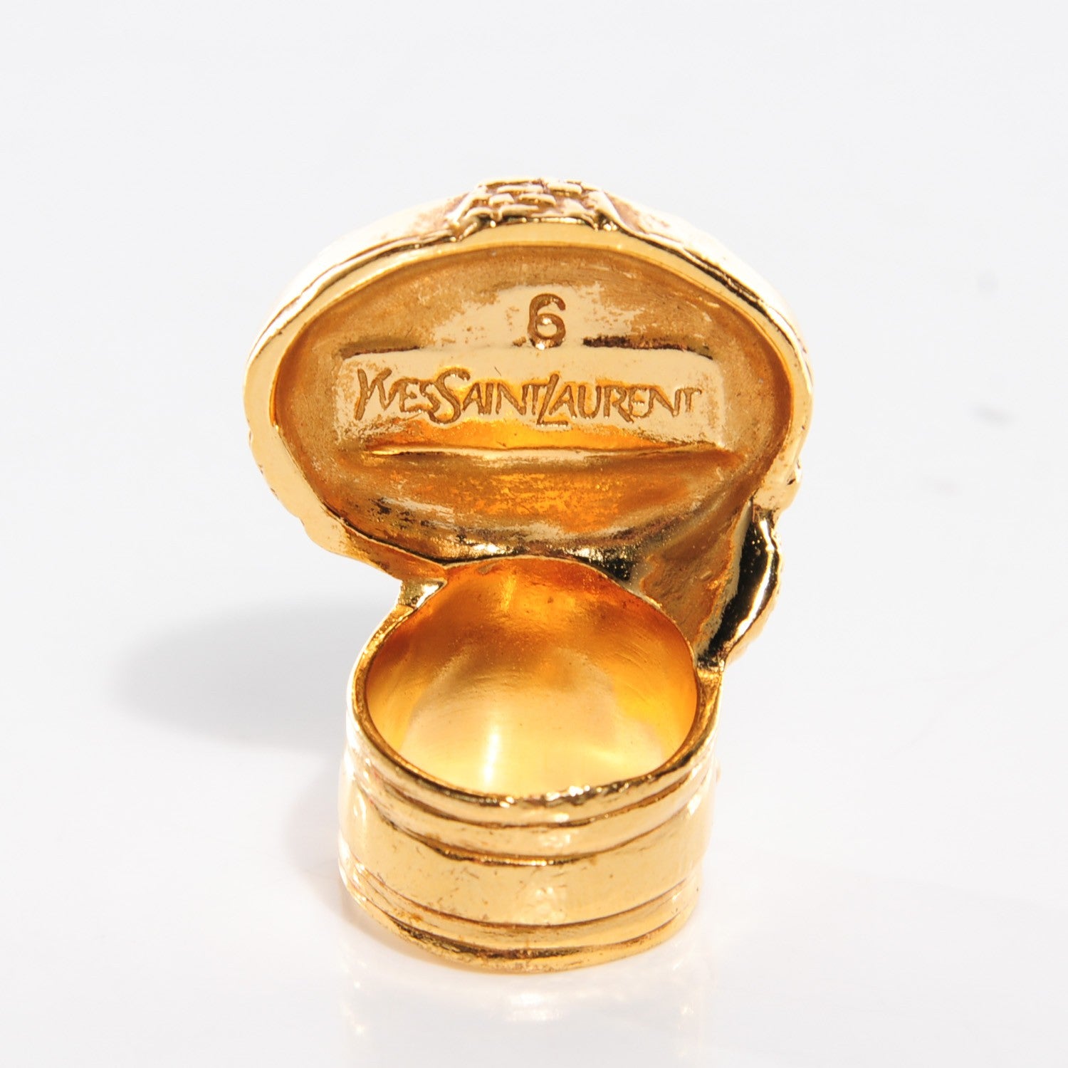 Saint Laurent Glass Cabochon Arty Ovale Ring 6 Gold Turquoise 3 of 4