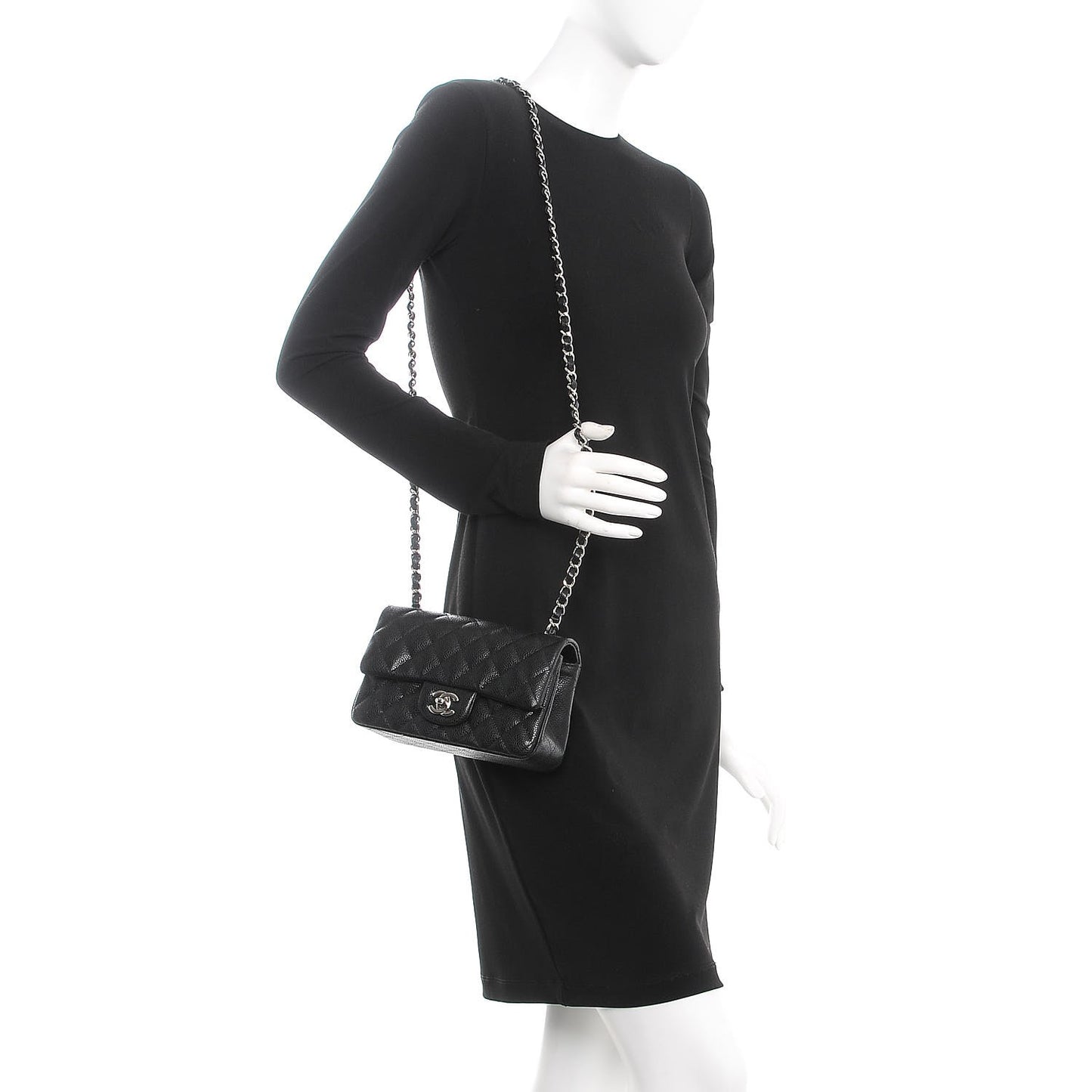 Caviar Quilted Mini Rectangular Flap Black