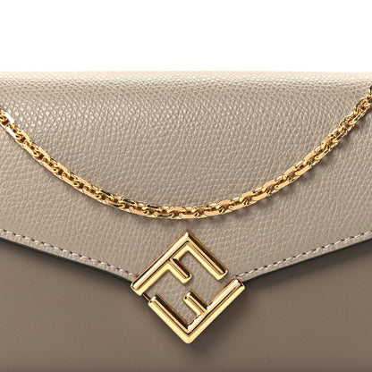 Fendi Vitello King Cruise FF Diamonds Continental Envelope Wallet On Chain Tartufo Tortora 9 of 12
