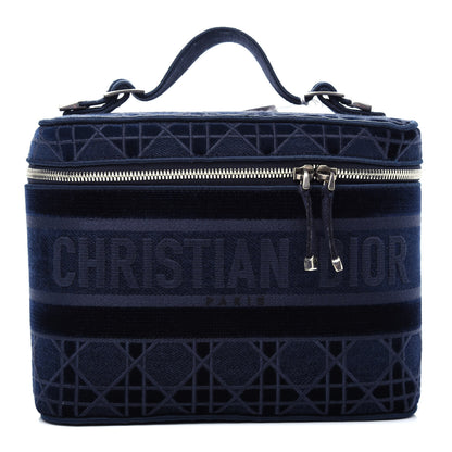 Christian Dior Velvet Cannage Diortravel Vanity Case Blue 1 of 6