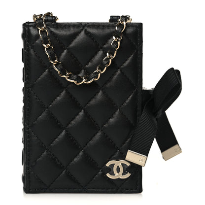 Chanel Lambskin Quilted Book Card Holder on Chain Black 1 of 12