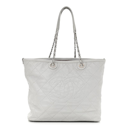Chanel Grained Calfskin Quilted Small Daily Shopping Tote Light Grey 1 of 11