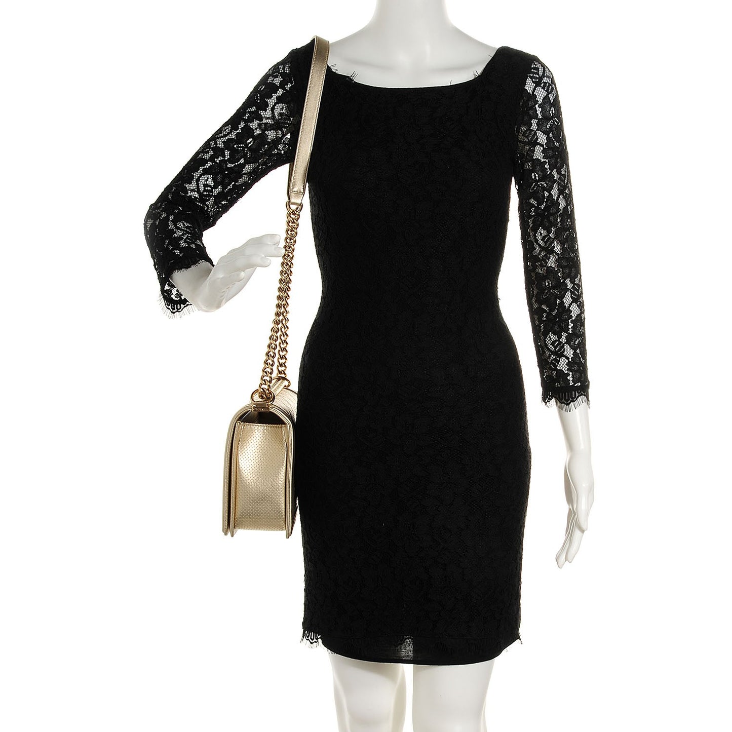 Lambskin Perforated New Medium Boy Flap Light Gold