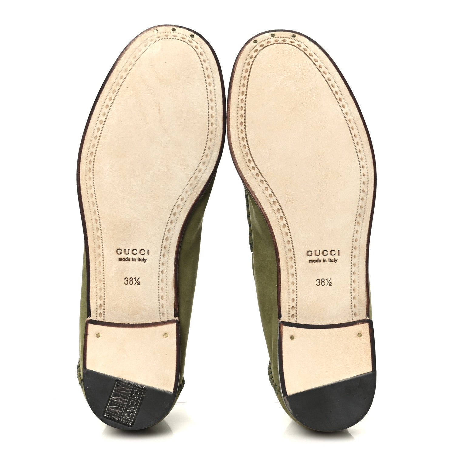 Gucci Nubuck Womens Horsebit Loafers 38.5 Herbs Light Green 6 of 9