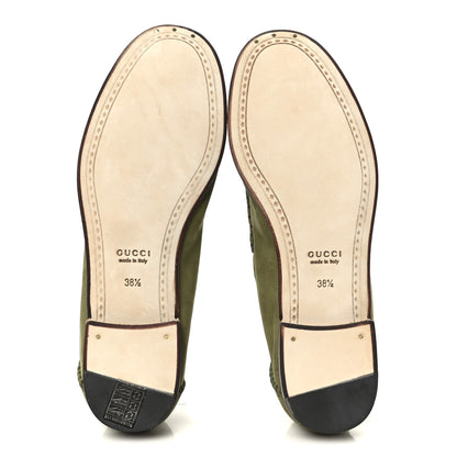 Gucci Nubuck Womens Horsebit Loafers 38.5 Herbs Light Green 6 of 9