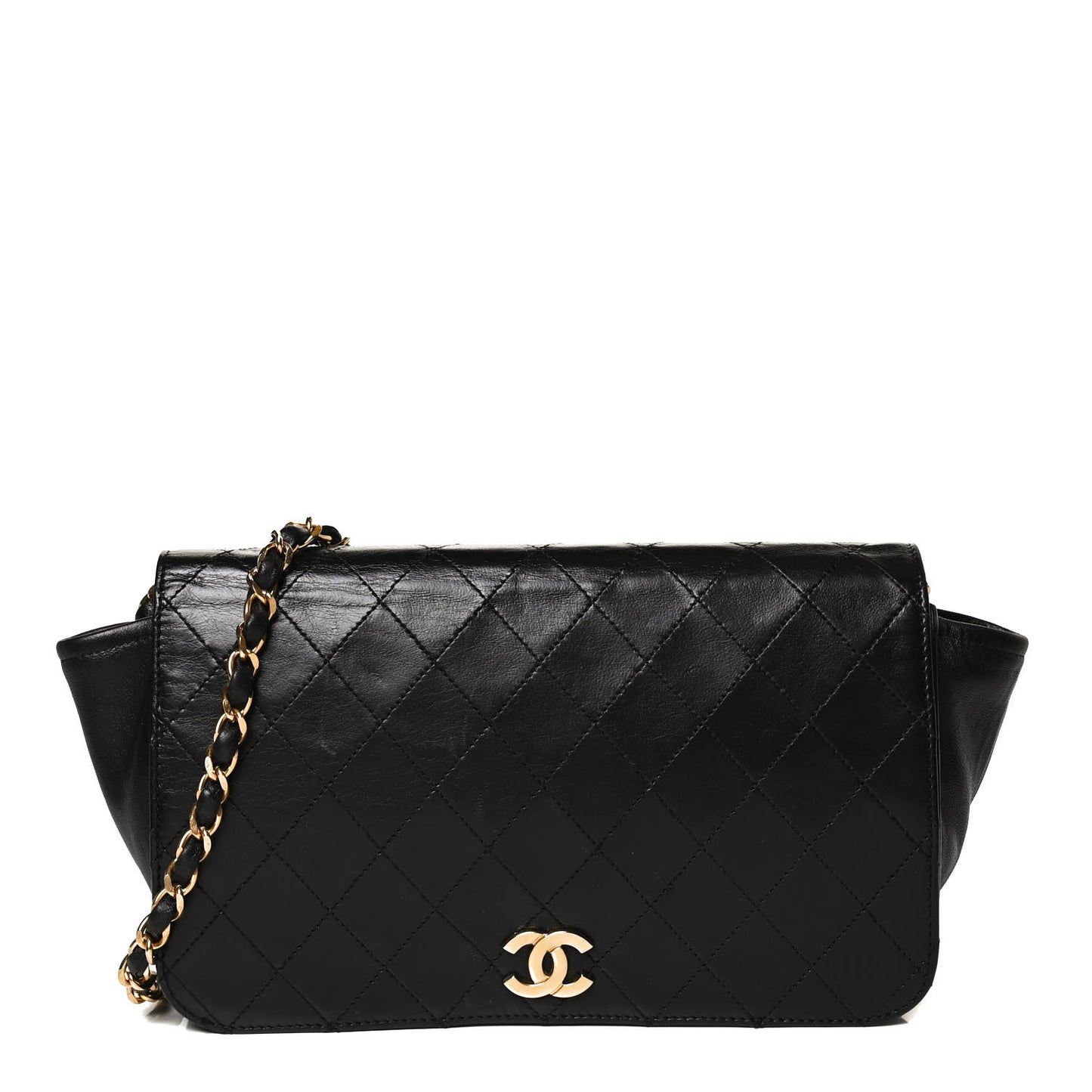 Lambskin Quilted Small Single Flap Black