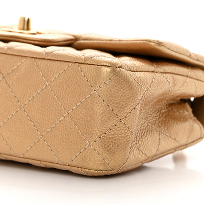 Chanel Pearly Caviar Quilted Mini Rectangular Flap Gold 10 of 12