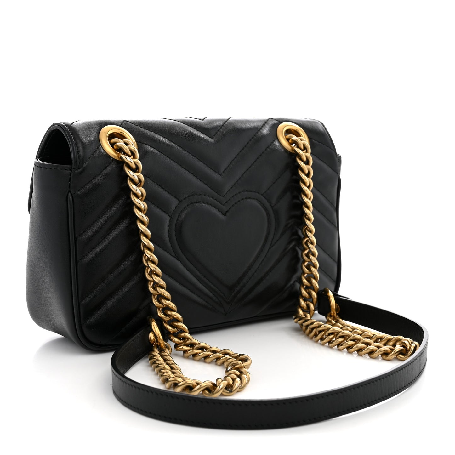 Calfskin Matelasse Mini GG Marmont Shoulder Bag Black