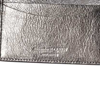 Alexander McQueen Metallic Calfskin Skull Bi Fold Card Holder Silver 6 of 9