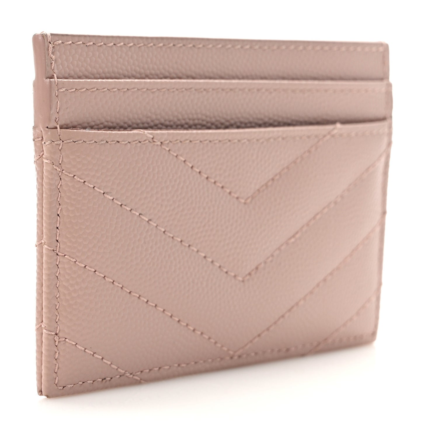 Grain De Poudre Matelasse Chevron Monogram Credit Card Case Pale Pink