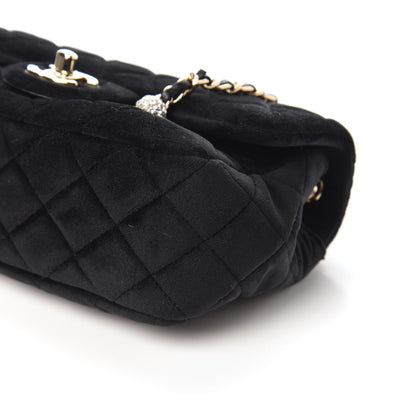 Chanel Velvet Quilted Mini Rectangular Pearl Crush Flap Black 7 of 10