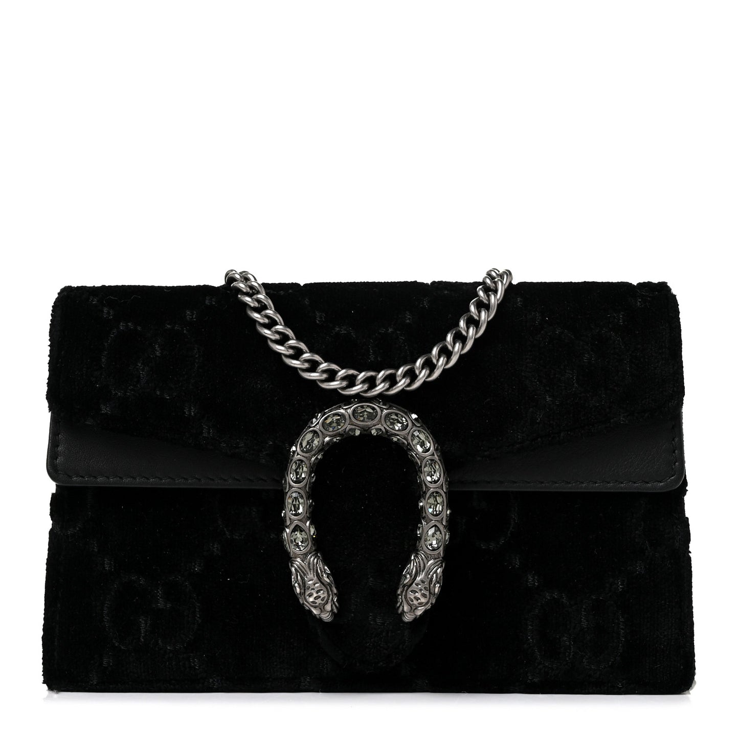 Velvet GG Monogram Super Mini Dionysus Shoulder Bag Black
