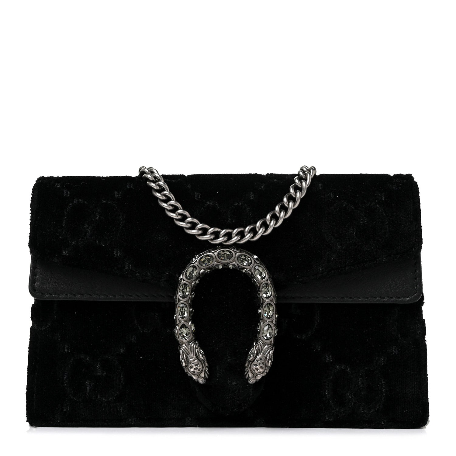 Gucci Velvet GG Monogram Super Mini Dionysus Shoulder Bag Black 1 of 8