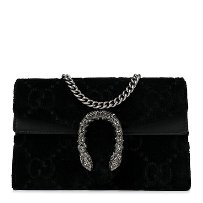 Gucci Velvet GG Monogram Super Mini Dionysus Shoulder Bag Black 1 of 8
