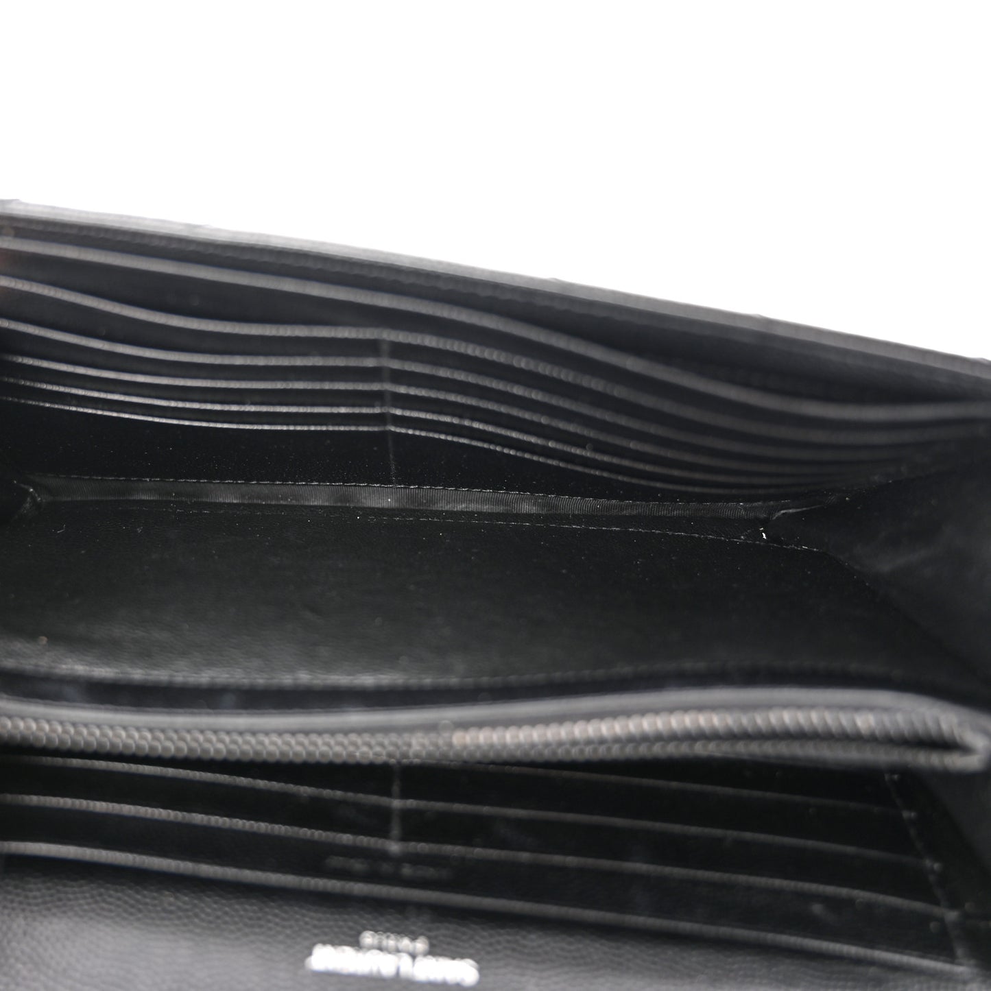 Grain De Poudre Matelasse Chevron Monogram Monochrome Chain Wallet Black