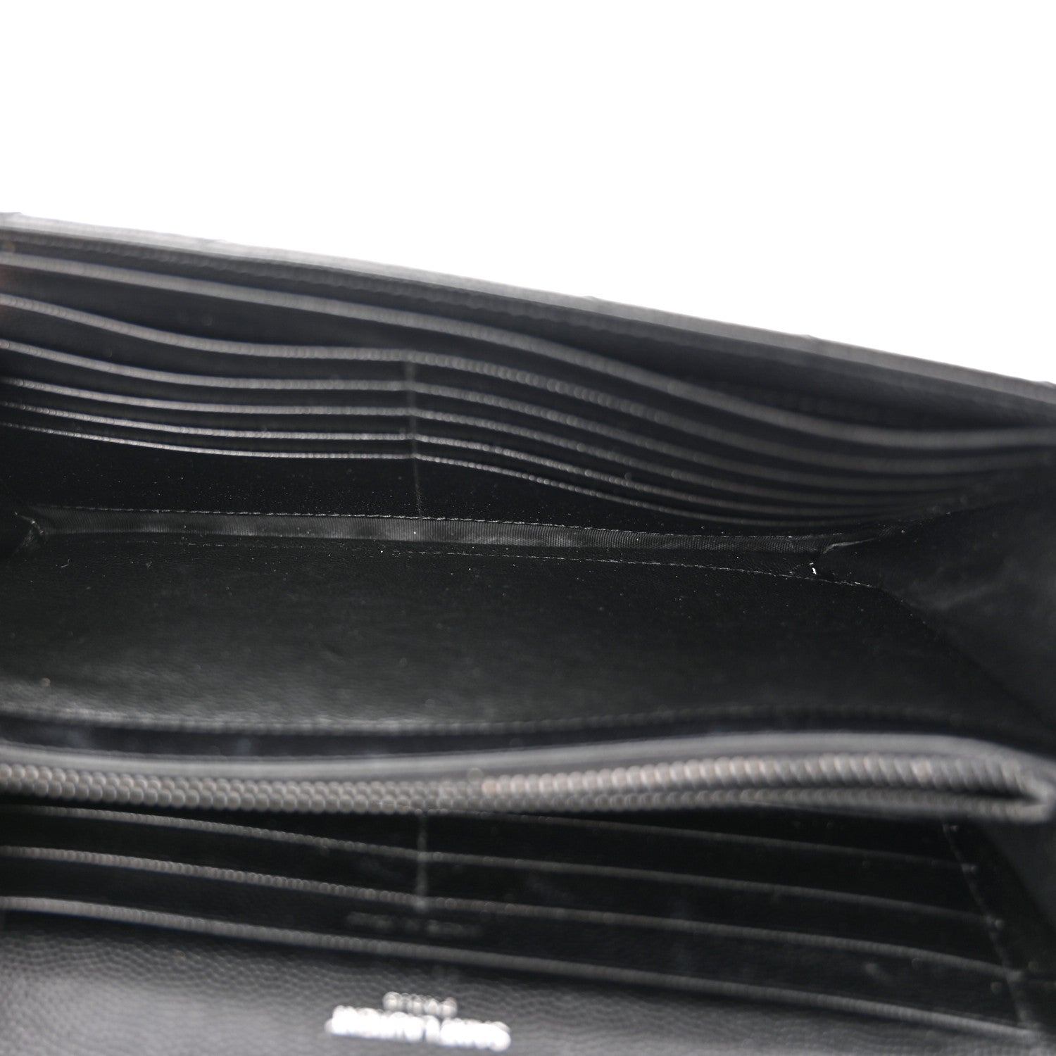 Saint Laurent Grain De Poudre Matelasse Chevron Monogram Monochrome Chain Wallet Black 5 of 14