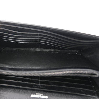 Saint Laurent Grain De Poudre Matelasse Chevron Monogram Monochrome Chain Wallet Black 5 of 14
